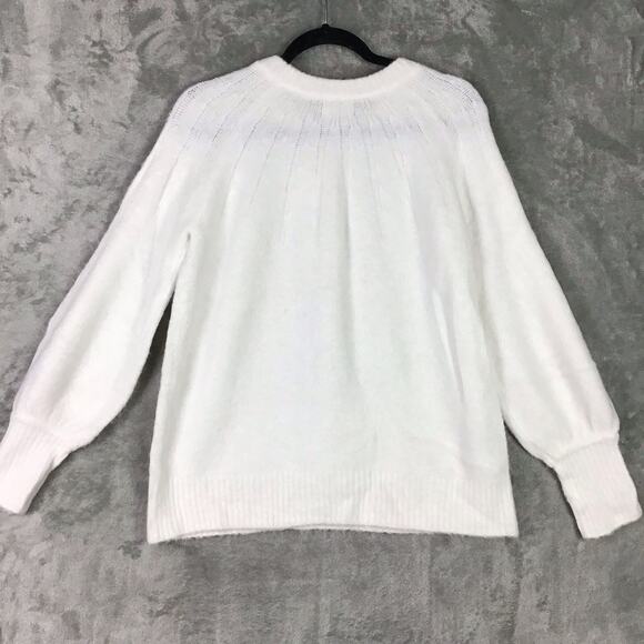 Caslon Women’s Cream Rib Yoke Pullover Sweater Long Sleeve Size Medium NWT - Picture 13 of 14
